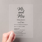 Invitations En Acrylique noir transparent m et mme Elegant Wedding (In situ (ordinateur de poche))