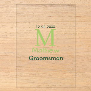 Invitations En Acrylique nom de garçon d'honneur vert lettre date pastel ma