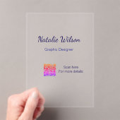 Invitations En Acrylique nom du graphiste scannez le code QR détails profes (In situ (ordinateur de poche))