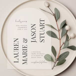 Invitations En Acrylique Noms calligraphiés minimalistes modernes Noir