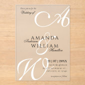 Invitations En Acrylique Noms de Script Élégants Modernes Mariage (Recto)