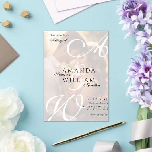 Invitations En Acrylique Noms de Script Élégants Modernes Photo Mariage (Insitu (Mariage))