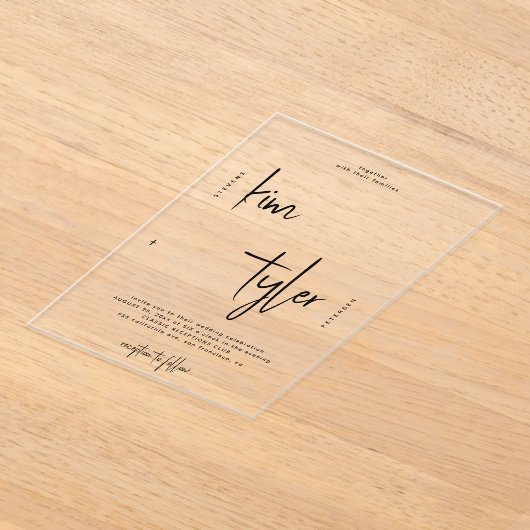 Invitations En Acrylique Noms de script marié et marié moderne mariage (Poser)