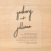 Invitations En Acrylique NOMS élégants Mariage noir et blanc moderne (Recto)