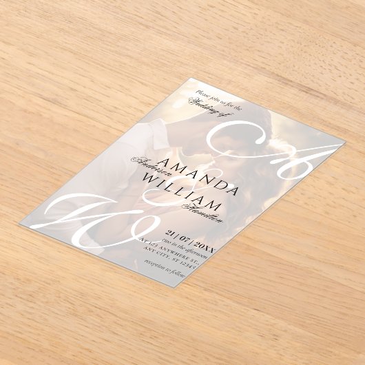 Invitations En Acrylique Noms élégants modernes Script Mariage photo (Poser)