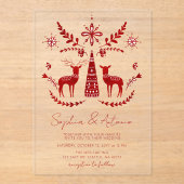 Invitations En Acrylique Nordic Buck and Doe Woodland Mariage d'hiver (Recto)