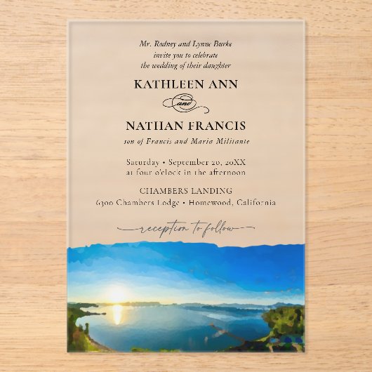 Invitations En Acrylique North Lake Tahoe Destination Mariage officiel (Recto)