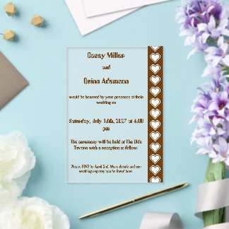Invitations En Acrylique Nos cœurs 8 bits en chocolat Acrylique Mariage
