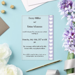 Invitations En Acrylique Nos cœurs 8 bits en lavande Acrylique Mariage