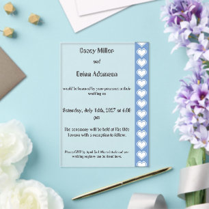 Invitations En Acrylique Nos cœurs 8 bits en mariage en acrylique bleu lava