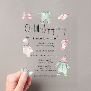 Invitations En Acrylique Nos vêtements bébé beauté endormie douche pour béb