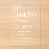 Invitations En Acrylique Nothing Fancy Just Love Casual Wedding  (Recto)