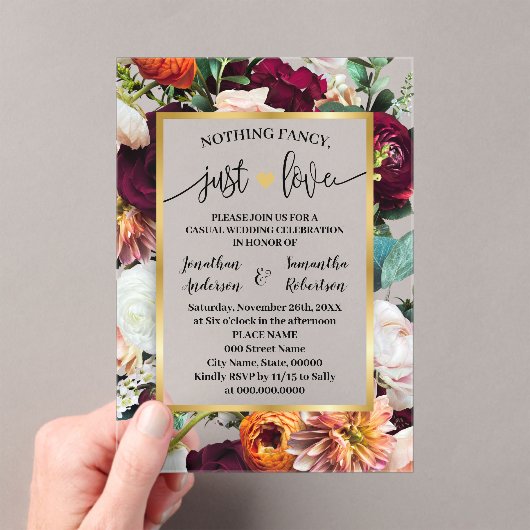 Invitations En Acrylique Nothing Fancy Just Love Elopement Wine Navy (In situ (ordinateur de poche))