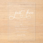Invitations En Acrylique Nothing Fancy Just Love Script Heart Wedding (Recto)