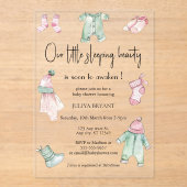 Invitations En Acrylique Notre beauté de sommeil bébé vêtements bébé douche (Recto)