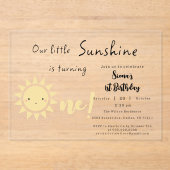 Invitations En Acrylique Notre petit soleil devient un joli anniversaire (Recto)