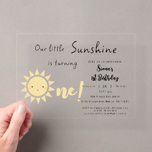 Invitations En Acrylique Notre petit soleil fête son premier anniversaire a
