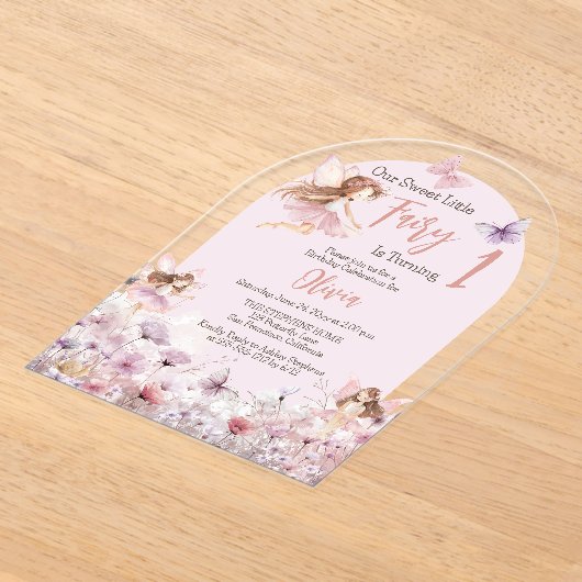 Invitations En Acrylique Notre Sweet Little Fairy 1er anniversaire fête (Poser)