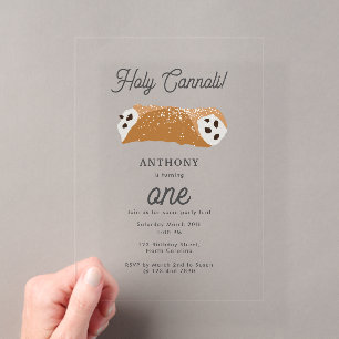Invitations En Acrylique Nourriture italienne Holy Cannoli Desserts Thème d