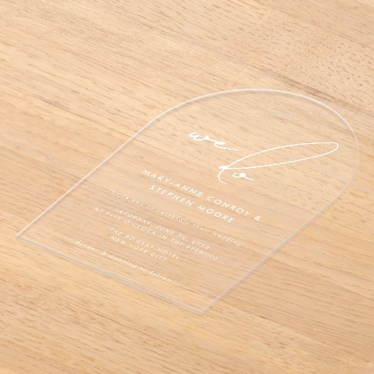 Invitations En Acrylique Nous faisons Moderne Calligraphie Blanche Clair Ma (Poser)