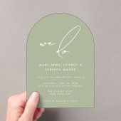 Invitations En Acrylique Nous faisons Moderne Sage Green Calligraphie Scrip (In situ (ordinateur de poche))