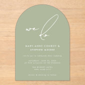 Invitations En Acrylique Nous faisons Moderne Sage Green Calligraphie Scrip (Recto)