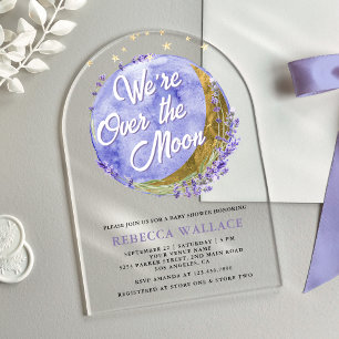 Invitations En Acrylique Nous sommes au-dessus du Baby shower Lavender Arch