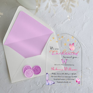 Invitations En Acrylique Nous sommes ravis de vous rencontrer Baby Shower P
