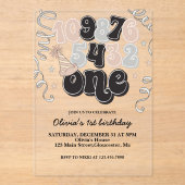 Invitations En Acrylique Nouvel An Réveillon Compte Premier Anniversaire In (Recto)