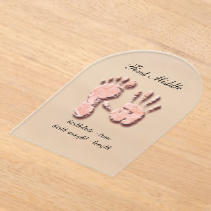 Invitations En Acrylique Nouvelle empreinte de main de nourrisson