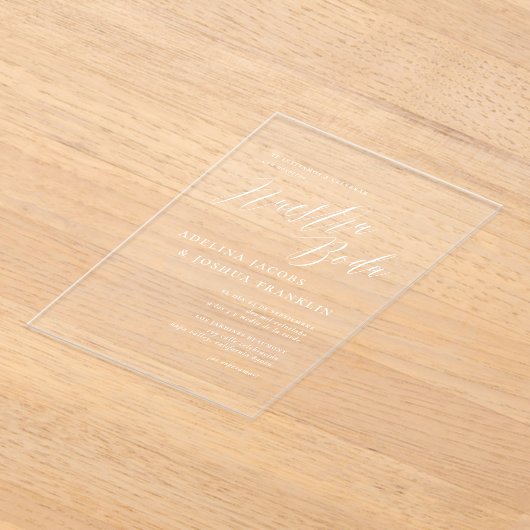 Invitations En Acrylique Nuestra Boda Caligrafía Moderna Elegante Mariage (Poser)