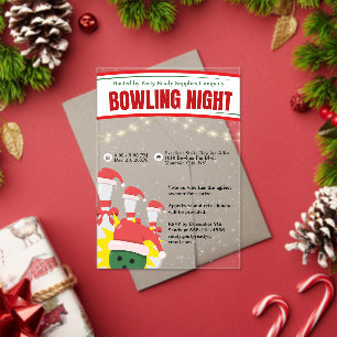 Invitations En Acrylique Nuit de bowling de vacances Santa Hats