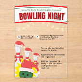 Invitations En Acrylique Nuit de bowling de vacances Santa Hats (Recto)