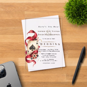 Invitations En Acrylique Nuit de casino aquarelle charmante mariage bordeau