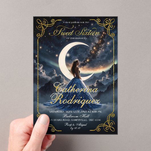 Invitations En Acrylique Nuit étoilée sur mesure Sweet sixteen bleu foncé (In situ (ordinateur de poche))