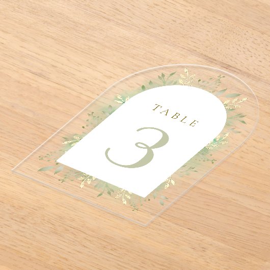 Invitations En Acrylique numéro de tableau de feuillage vert aquarelle (Poser)