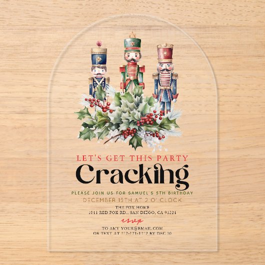 Invitations En Acrylique Nutcracker Cracing Noël Fête Anniversaire (Recto)