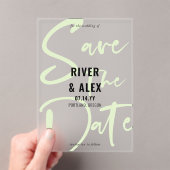 Invitations En Acrylique Nyanza Green Modern Script Enregistrer la date (In situ (ordinateur de poche))