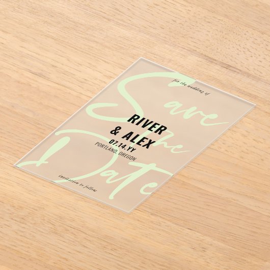 Invitations En Acrylique Nyanza Green Modern Script Enregistrer la date (Poser)