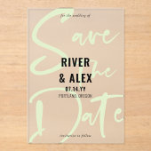 Invitations En Acrylique Nyanza Green Modern Script Enregistrer la date (Recto)