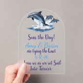 Invitations En Acrylique Ocean Dolphin Wedding Invite Seas the Day (In situ (ordinateur de poche))