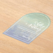 Invitations En Acrylique Ocean Mist Blue Turquoise Arch Frame Mariage (Poser)