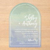 Invitations En Acrylique Ocean Mist Blue Turquoise Arch Frame Mariage (Recto)