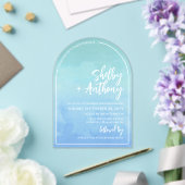 Invitations En Acrylique Ocean Mist Blue Turquoise Arch Frame Mariage (Insitu (Mariage))