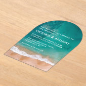 Invitations En Acrylique Ocean Wave, Beach Wedding (Poser)