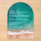 Invitations En Acrylique Ocean Wave, Beach Wedding (Recto)