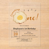 Invitations En Acrylique Oeuf frit Kawaii 1er anniversaire (Recto)