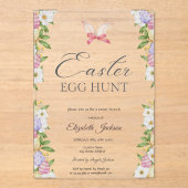 Invitations En Acrylique Oeufs de Pâques Bunny Oreilles Fleurs Brunch & Bub (Recto)