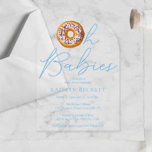 Invitations En Acrylique Oh Baby Donut Sprinkle Jumeaux Garçons Baby Shower