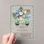 Invitations En Acrylique Oh baby shower Safari Animaux Garçon (In situ (ordinateur de poche))